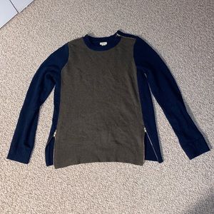 J Crew Merino Wool Colorblock Sweater with Zippers